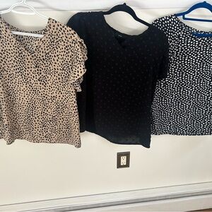 SHEIN Women's Blouse Trio - Tan, Black, Black & White